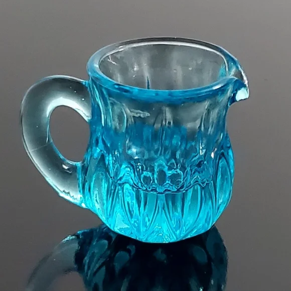 GLOWS Degenhart Aqua Blue Glass Mini Pitcher Toothpick Holder - Picture 8 of 12